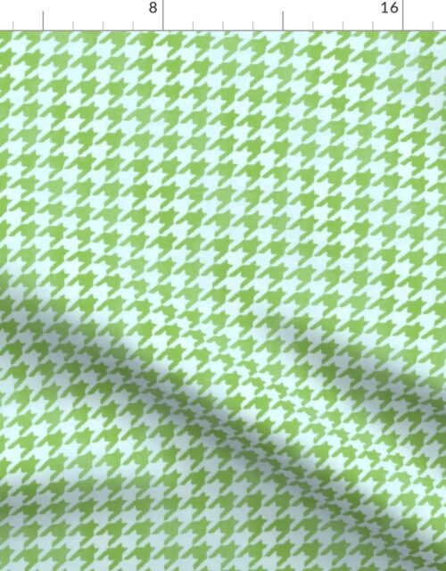 Lime Green and White Handpainted Houndstooth Check Watercolor Pattern Fabric