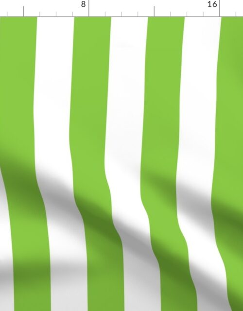 Lime and White 2 Inch Vertical Cabana Stripes Fabric