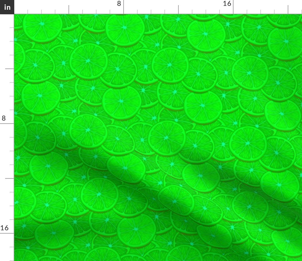 Limes Citrus 2 inch Fruit Slices in a Zesty Repeat Pattern Fabric