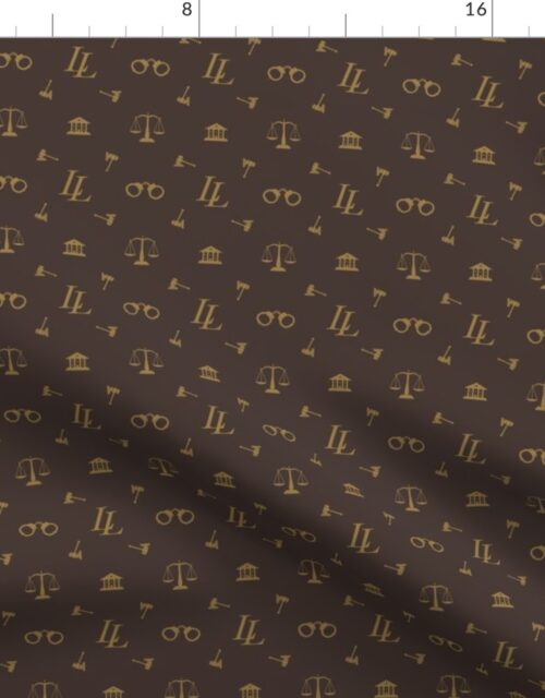 Louis Lawyer Symbols and Motifs in Tan on Brown Fabric
