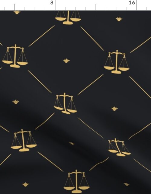 Lux Faux Gold Scales Of Justice in Cross-Hatch Diamonds on Repeat Fabric