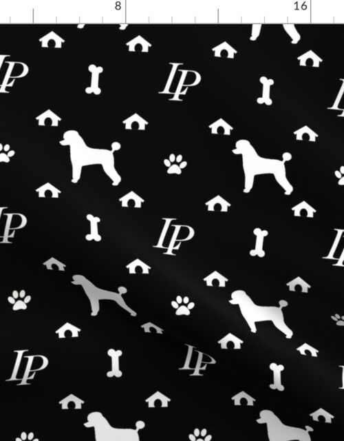 Luxury Louis Poodle Pet Dog Print Black & White Fabric