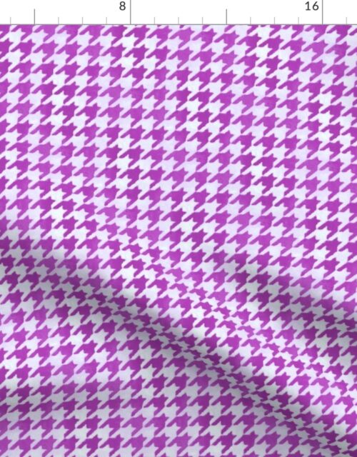 Magenta Purple and White Handpainted Houndstooth Check Watercolor Pattern Fabric