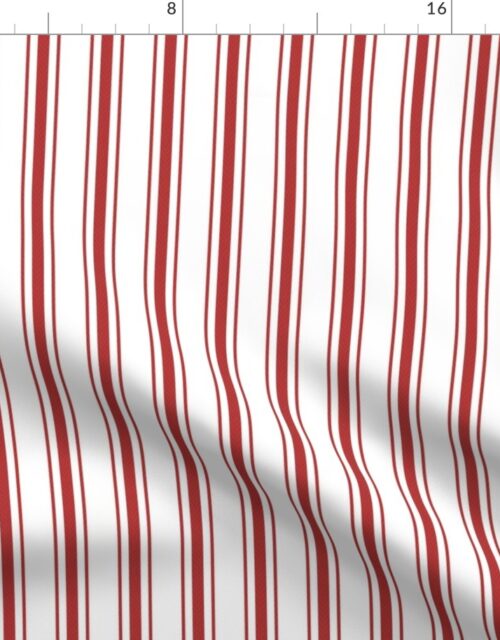 Mattress Ticking Narrow Striped Pattern in Crimson Red Fabric