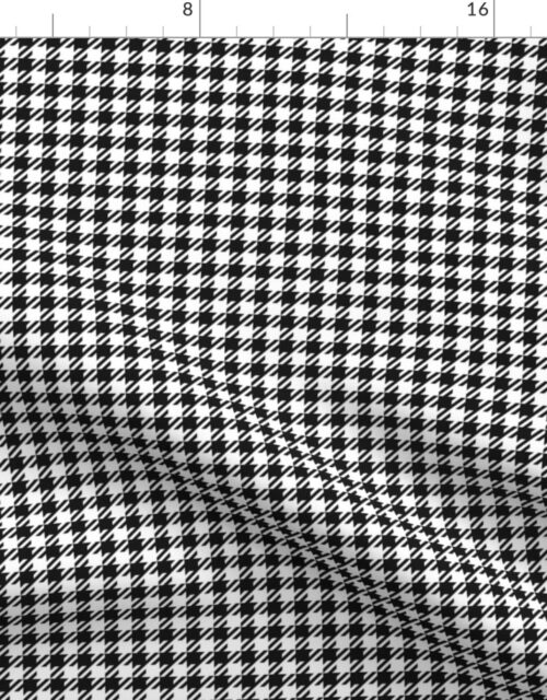 Medium Black and White Geometric Houndstooth Gingham Repeat Fabric