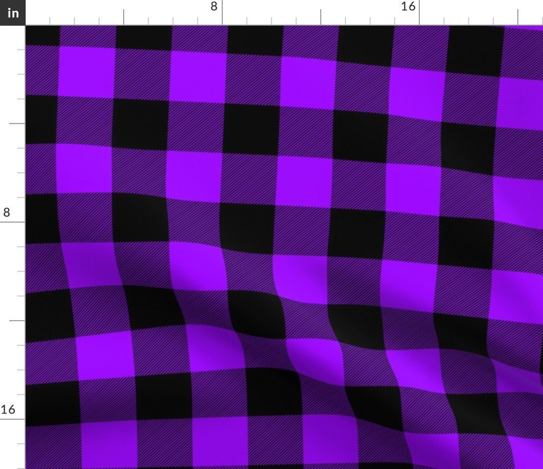 Medium Bright Purple Rustic Cowboy Cabin Buffalo Check Plaid 2 inch Fabric