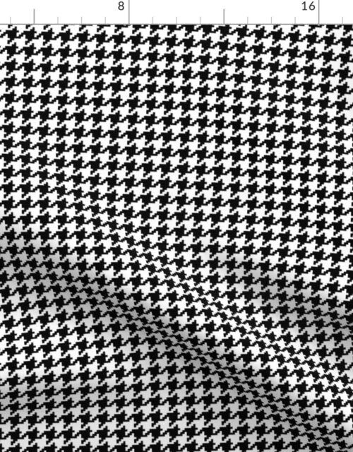 Medium Classic Black and White Geometric Houndstooth Repeat Fabric