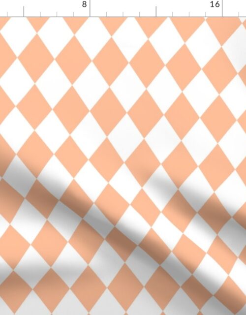 Medium Diamond Checks in Peach Fuzz Color of the Year 2024 and White Fabric