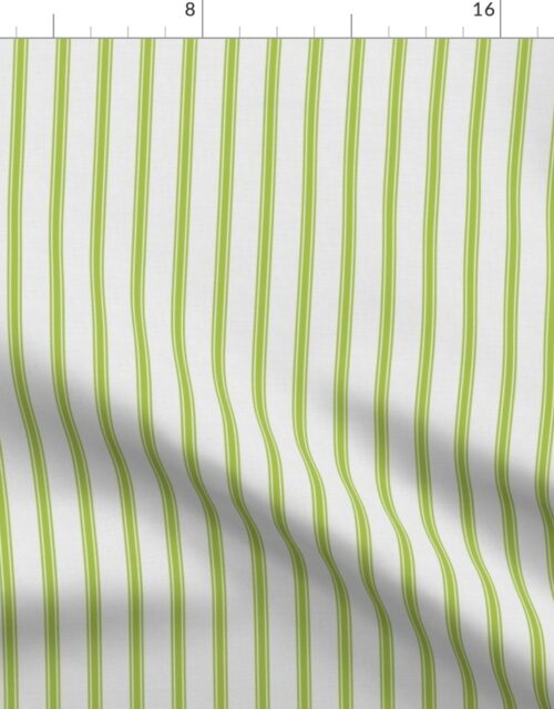 Medium Fresh Green on Off-White French Provincial Mattress Ticking Fabric