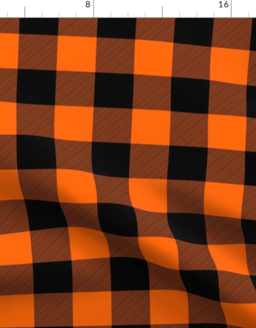 Medium  Bright Orange Rustic Cowboy Cabin Buffalo Check Plaid 2 inch Fabric
