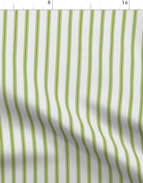 Medium  Grass Green on Off-White French Provincial Mattress Ticking Fabric