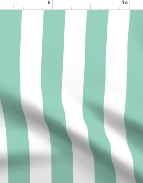 Merry Bright Mint Green and White Vertical 2 inch Cabana Stripe Fabric