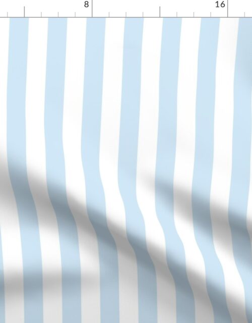 Merry Bright Pastel Blue and White Vertical 1 inch Beach Hut Stripe Fabric