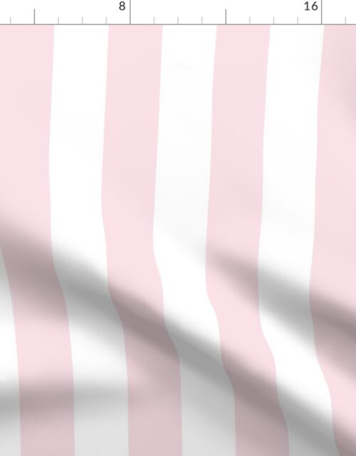 Merry Bright Pastel Pale Pink and White Vertical 2 inch Cabana Stripe Fabric