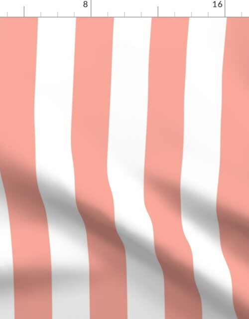 Merry Bright Pastel Peach and White Vertical 2 inch Cabana Stripe Fabric