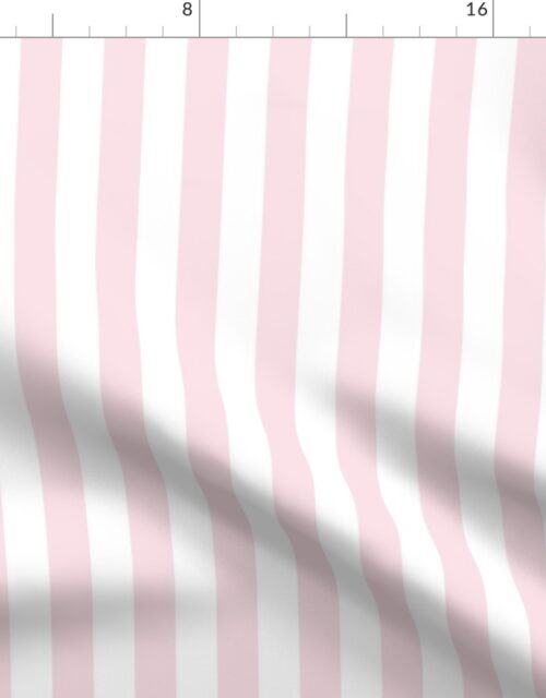 Merry Bright Pastel Pink and White Vertical 1 inch Beach Hut Stripe Fabric