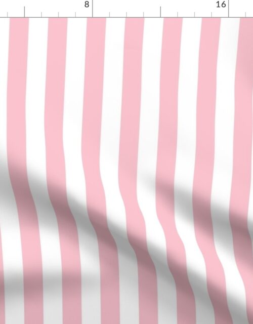 Merry Bright Pink and White Vertical 1 inch Beach Hut Stripe Fabric