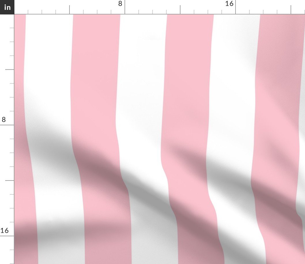 Merry Bright Pink and White Vertical 3 inch Big Top Circus Stripe Fabric