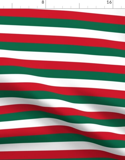 Mexican Flag Colors Red, White and Green 1 Inch Horizontal Stripes Fabric