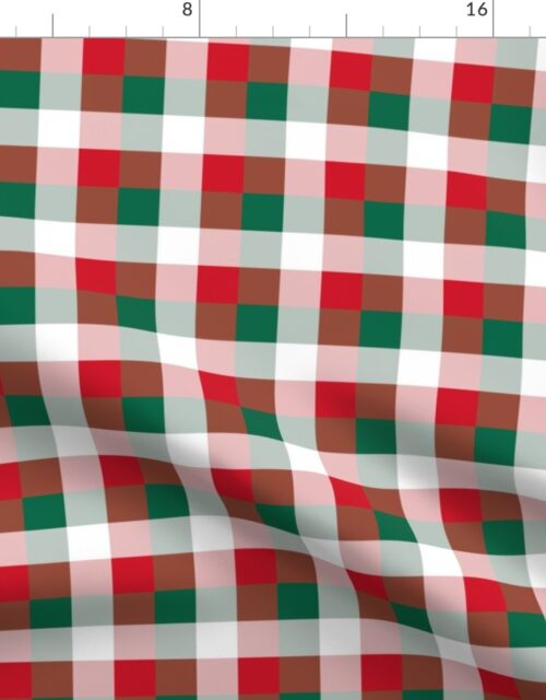 Mexican Flag Colors Red, White and Green 1  Inch Gingham Check Fabric