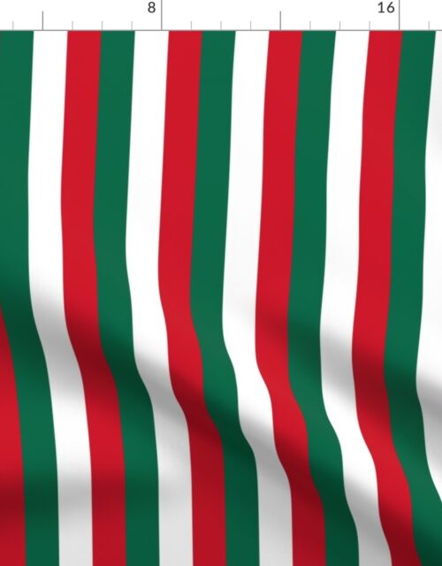 Mexican Flag Colors Red, White and Green 1  Inch Vertical Stripes Fabric