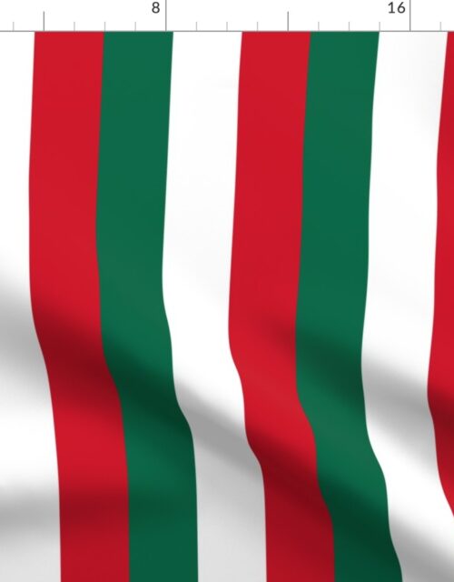 Mexican Flag Colors Red, White and Green Large 2 Inch Vertical Stripes Fabric
