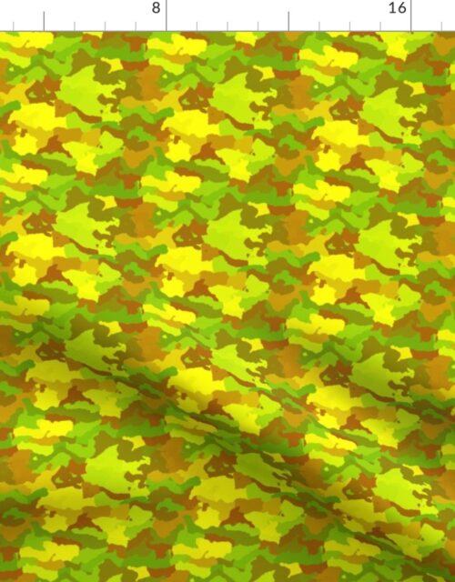 Micro 1/6 Doll Size Yellow and Green Tropical Rainforest Camo Camouflage Fabric