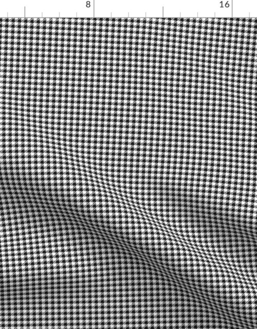 Micro Black and White Geometric Houndstooth Gingham Repeat Fabric