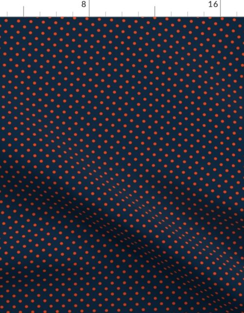 Micro Navy and Orange Polka Dots Fabric