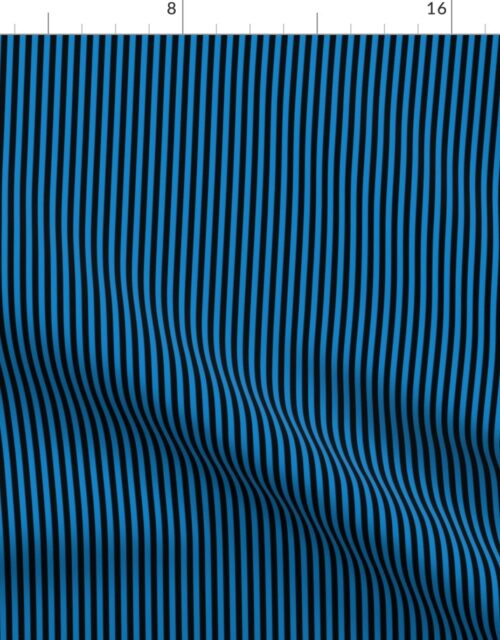 Micro Thin Halloween Stripes in Blue and  Black Fabric