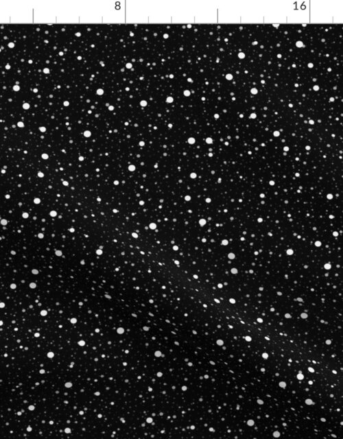 Midnight Black Snow Storm Christmas Night Fabric