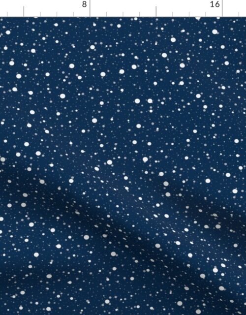 Midnight Blue Snow Storm Christmas Night Fabric