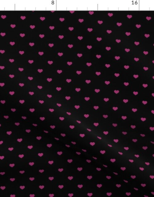 Mini Berry Valentines Polkadot Love Hearts on Black Background Fabric
