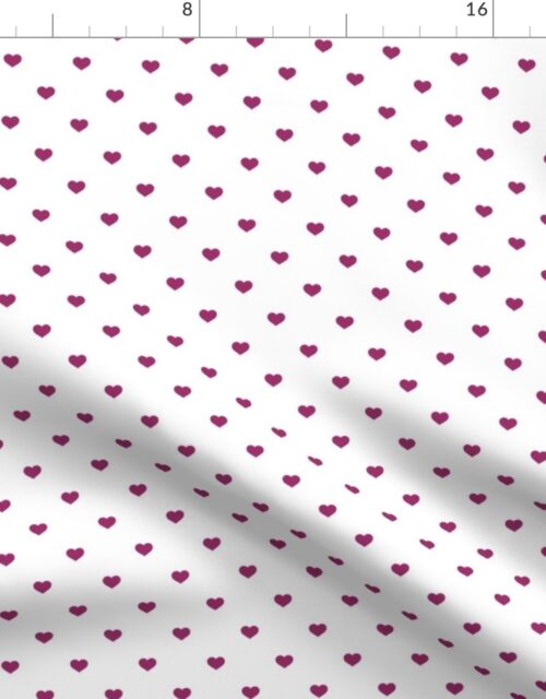 Mini Berry Valentines Polkadot Love Hearts on White Background Fabric