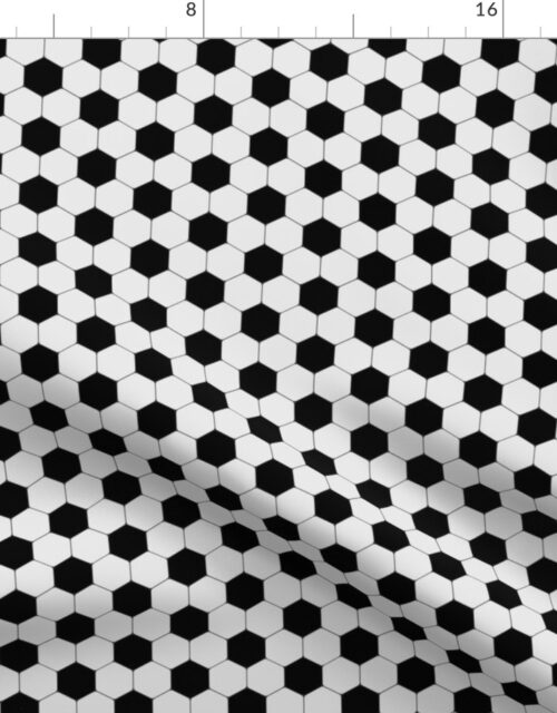 Mini Classic Soccer Football Hexagonal Black and White Seamless Print Repeat Fabric