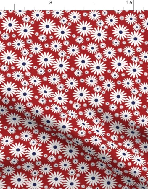 Mini Daisies USA in Red, White and Blue Fabric