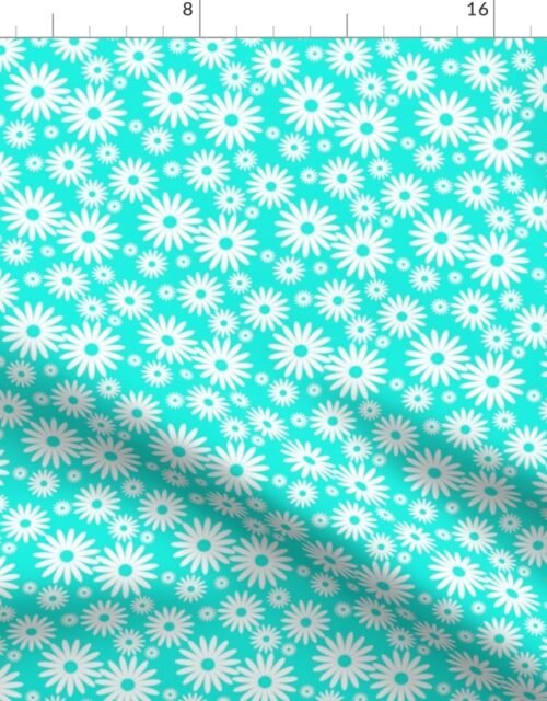 Mini Daisies in Aqua and White Fabric
