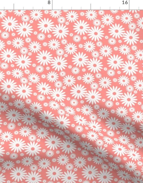 Mini Daisies in Coral and White Fabric