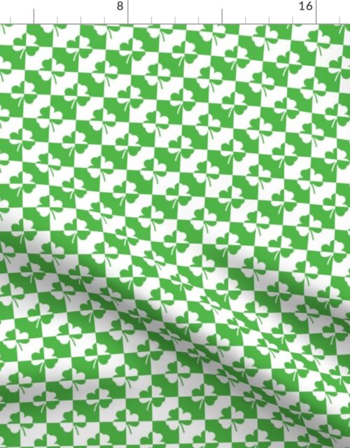 Mini Green and White Irish Clover Check Pattern Fabric