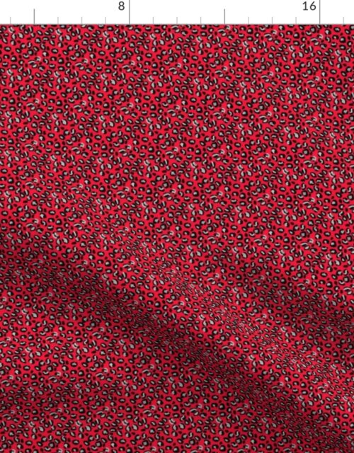 Mini Leopard Spots in Silver and Red Fabric