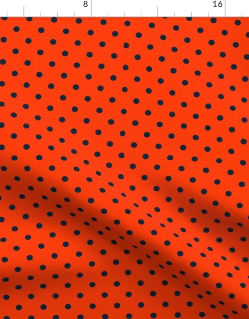Mini Navy and Orange Polka Dots Fabric