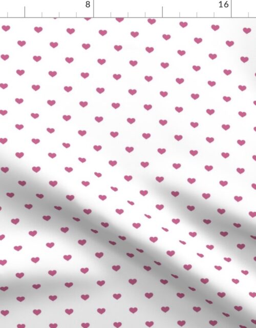 Mini Peony Color Valentines Polkadot Love Hearts on White Background Fabric