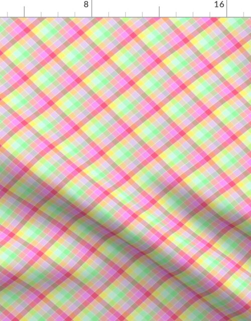Mini Small Pastel Rainbow Tablecloth Diagonal Check Fabric