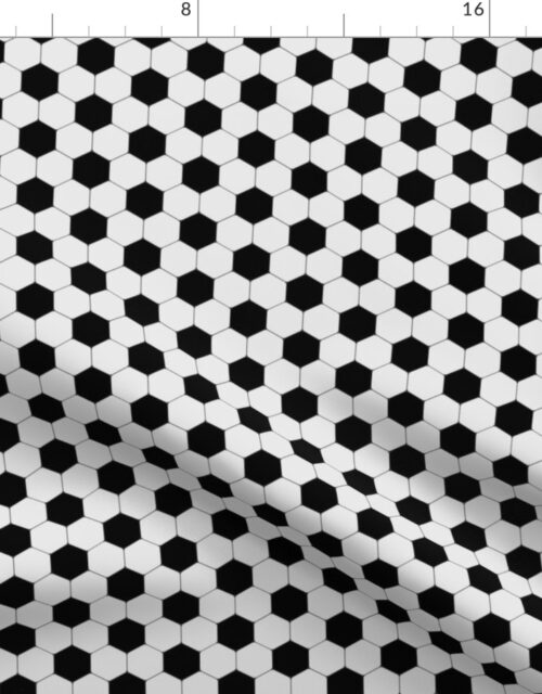 Mini Soccer Football Hexagonal Black and White Seamless Print Repeat Fabric