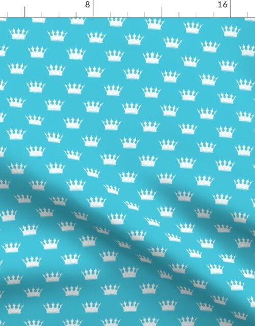 Mini Turquoise with Pale Grey Crowns Turquoise Fabric