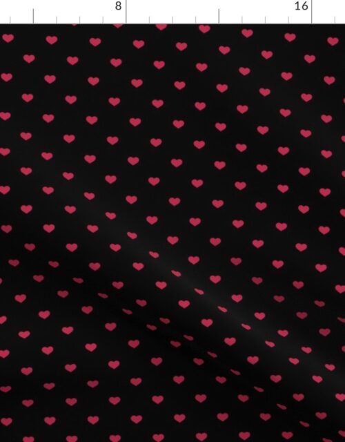 Mini Viva Magenta Love Heart Polka Dots on Black Fabric