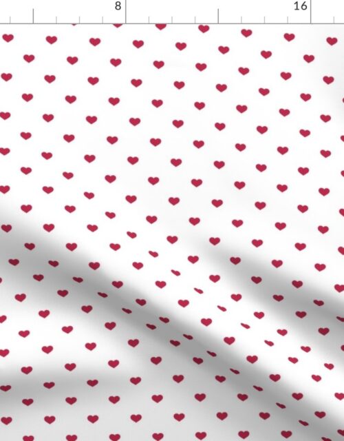 Mini Viva Magenta Love Heart Polka Dots on White Fabric