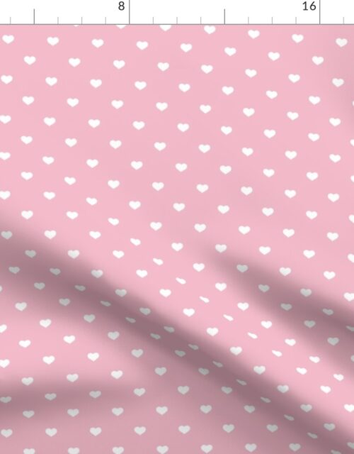 Mini White Valentines Polkadot Love Hearts on Cotton Candy Background Fabric