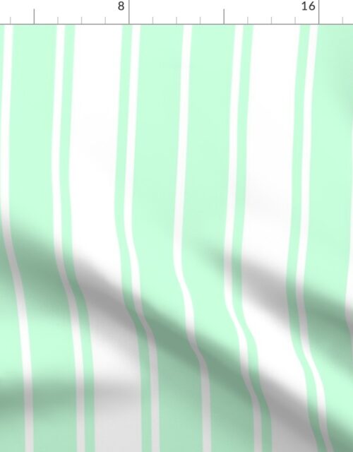 Mint Foam and White Vertical French Stripe Fabric