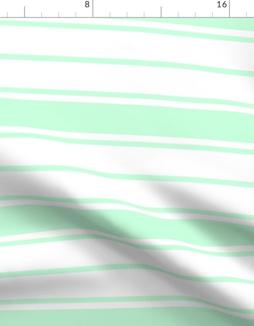 Mint Foam and White Vertical French Stripe Fabric